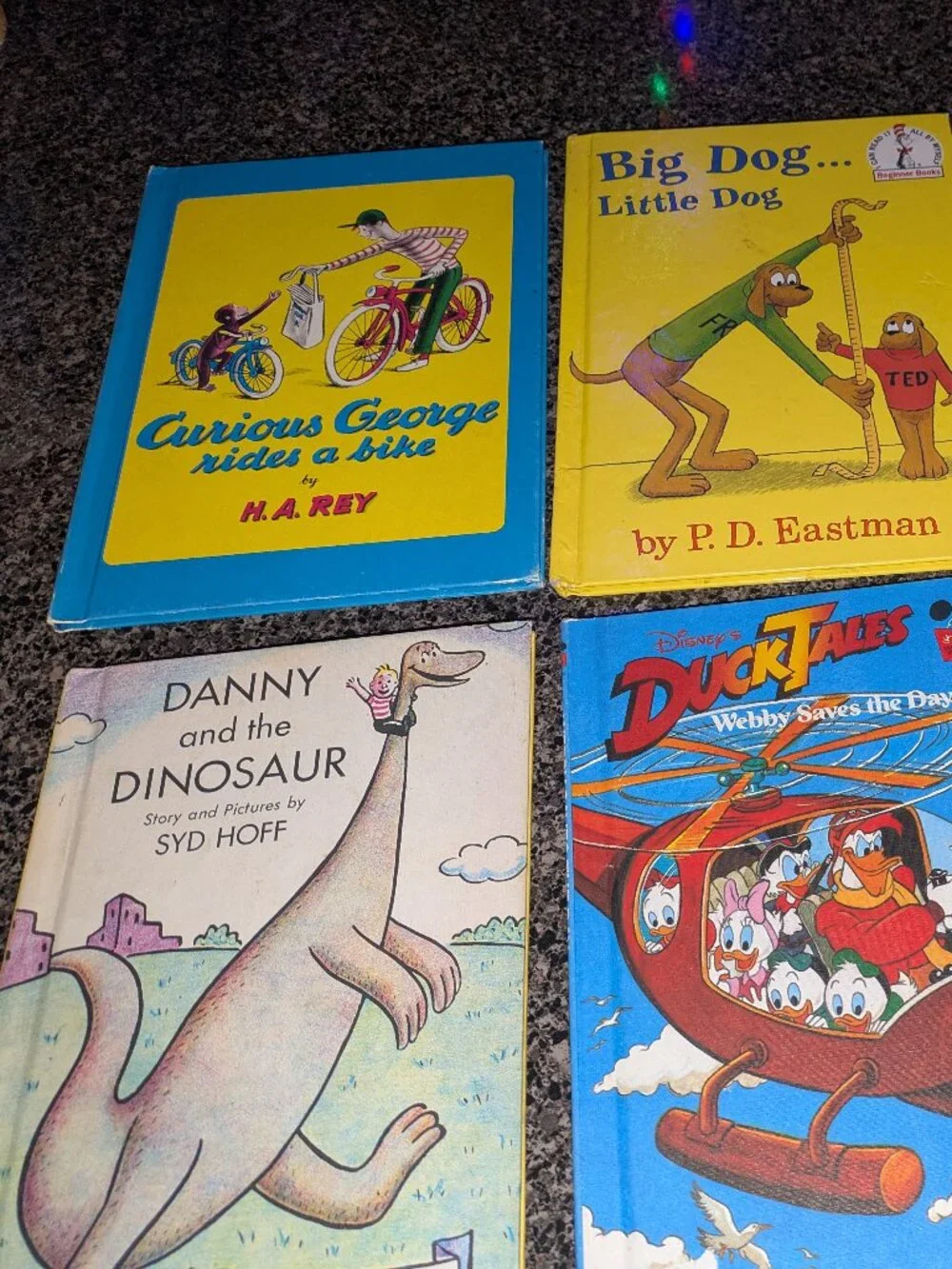 Six Children's Books Lot Curious George, Pinocchio, Danny & Dinosaur